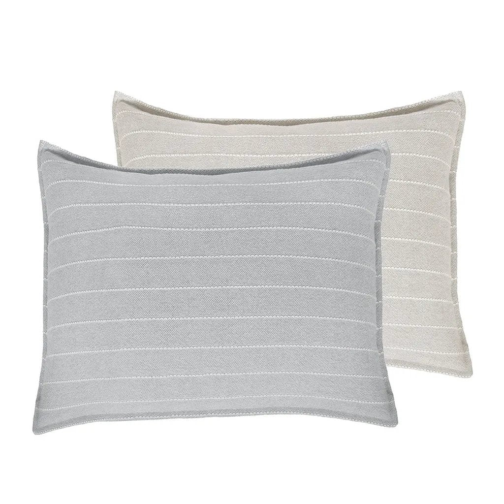 Soft and relaxed, the Henley is heavyweight cotton with a finely hand loomed texture and a thin interwoven stripe pattern. It creates a clean and casual look for your bedroom. Made of 100% heavyweight cotton, featuring shell-button closures. Amethyst Home provides interior design, new home construction design consulting, vintage area rugs, and lighting in the Portland metro area.