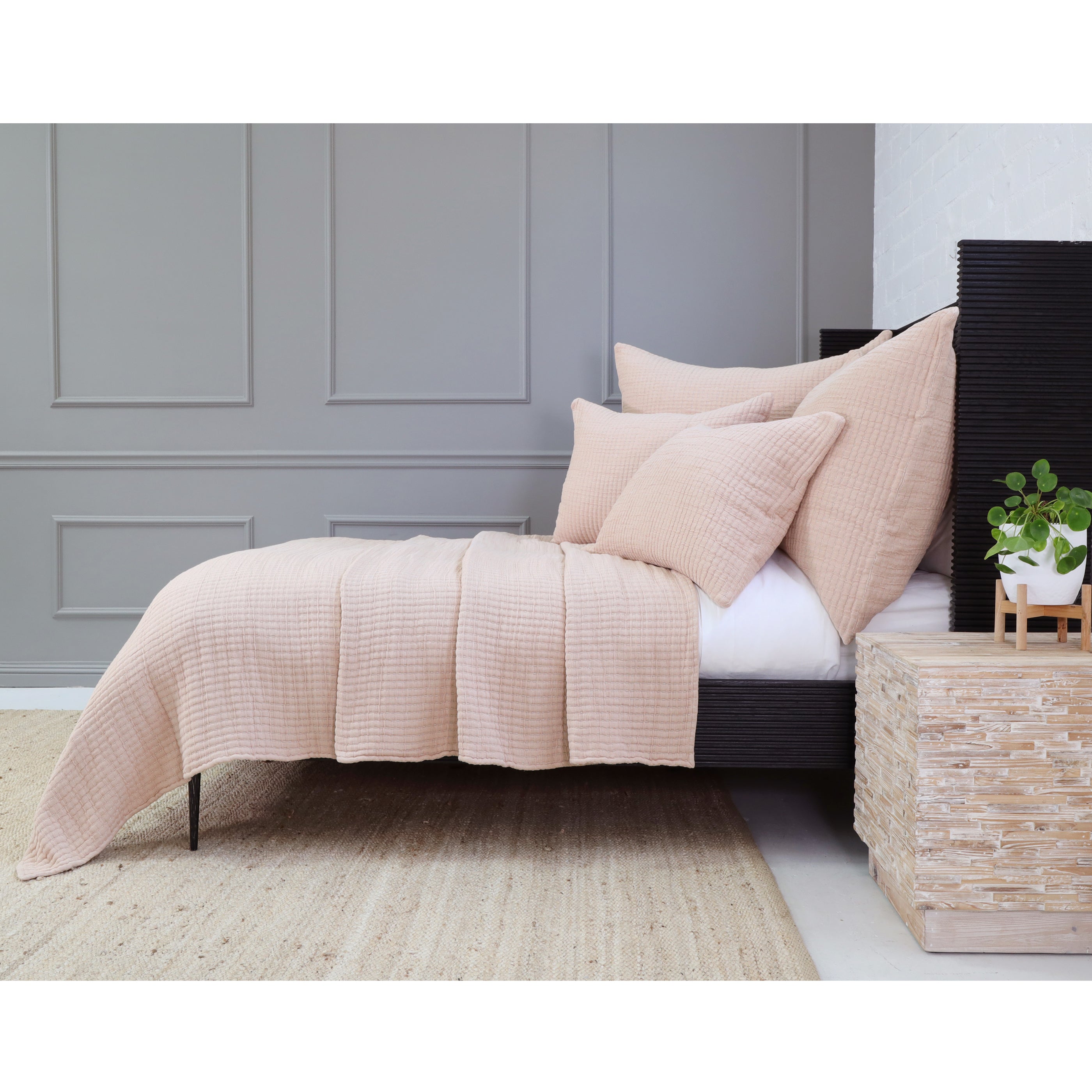 Add textural interest to your bed with the Vancouver Coverlet collection. Made of a lightweight stonewashed cotton gauze with an interwoven ivory stripe, it is the perfect addition to your bed to create a relaxing space. Amethyst Home provides interior design, new construction, custom furniture, and area rugs in the Laguna Beach metro area.