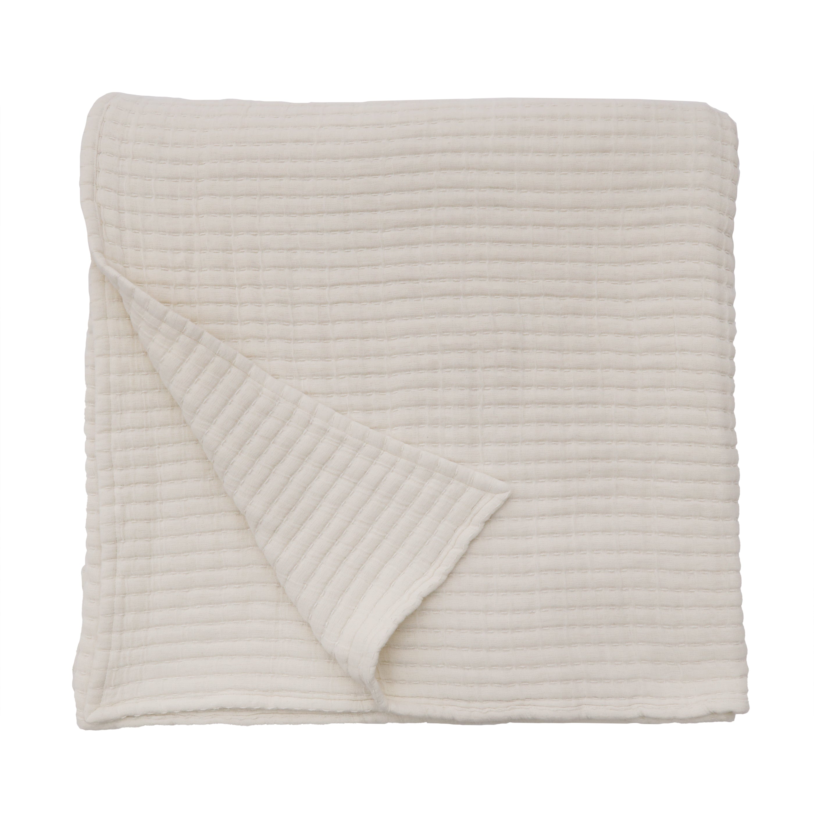 Add textural interest to your bed with the Vancouver Coverlet collection. Made of a lightweight stonewashed cotton gauze with an interwoven ivory stripe, it is the perfect addition to your bed to create a relaxing space. Amethyst Home provides interior design, new construction, custom furniture, and area rugs in the Washington metro area.