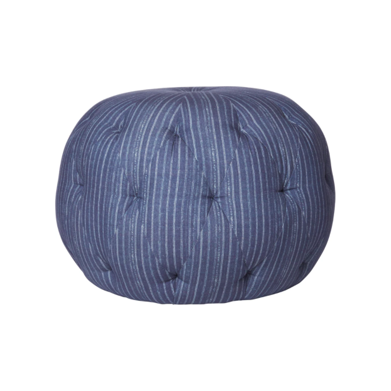 Featuring Pouf 20" Ottoman by Cisco Brothers at Amethyst Home. We love the stitching detail on this Pouf 20" Ottoman by Cisco Brothers. Place in your den, living room, or other entertainment area of your home and keep for years to come! Photographed in Bengal Pin Strip Indigo and Anvil Stone.
Overall: 20"dia x 15"hSeat Height: 15"h. Amethyst Home provides interior design, new home construction design consulting, vintage area rugs, and lighting in the Park City metro area.