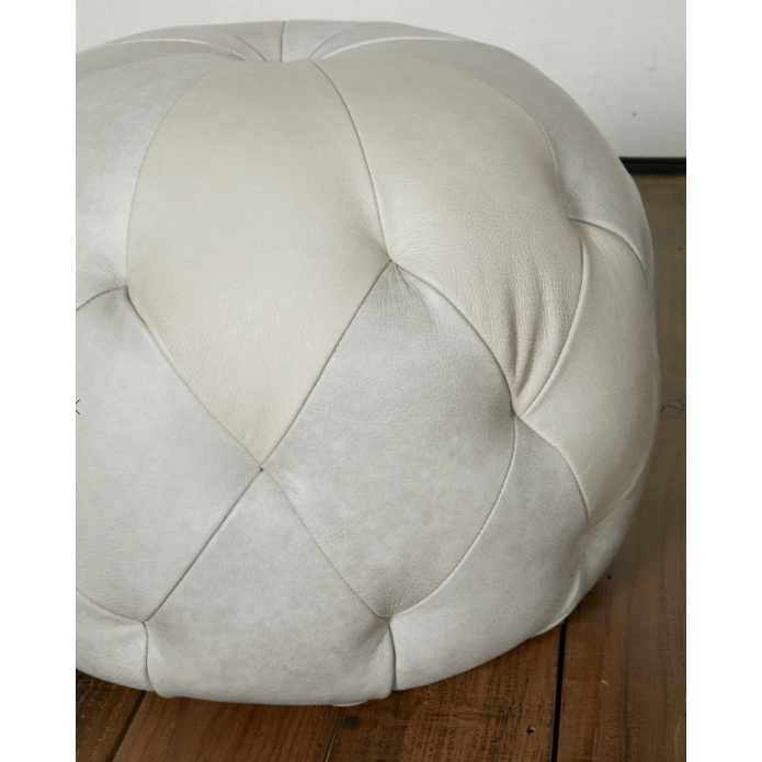 Featuring Pouf 20" Ottoman by Cisco Brothers at Amethyst Home. We love the stitching detail on this Pouf 20" Ottoman by Cisco Brothers. Place in your den, living room, or other entertainment area of your home and keep for years to come! Photographed in Bengal Pin Strip Indigo and Anvil Stone.
Overall: 20"dia x 15"hSeat Height: 15"h. Amethyst Home provides interior design, new home construction design consulting, vintage area rugs, and lighting in the Austin metro area.