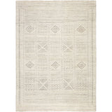 Featuring Reign Sharkskin/Quiet Gray Hand-Knotted Rug by Jaipur Living at Amethyst Home. The captivating Reign collection introduces detail-rich design and inviting carved pile to contemporary and traditional homes alike. The hand-knotted Jadene rug boasts an intricate geometric design in a neutral ivory and light gray colorway. This wool rug's textured pat.  Amethyst Home provides interior design, new home construction design consulting, vintage area rugs, and lighting in the Monterey metro area.