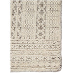 Featuring Reign Sharkskin/Quiet Gray Hand-Knotted Rug by Jaipur Living at Amethyst Home. The captivating Reign collection introduces detail-rich design and inviting carved pile to contemporary and traditional homes alike. The hand-knotted Jadene rug boasts an intricate geometric design in a neutral ivory and light gray colorway. This wool rug's textured.  Amethyst Home provides interior design, new home construction design consulting, vintage area rugs, and lighting in the Laguna Beach metro area.