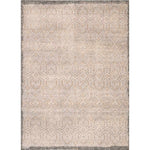 Featuring Revolution Prospect Hand-Knotted Rug by Jaipur Living at Amethyst Home. The Revolution collection is inspired by traditional style and beautifully detailed antique textile designs. The hand-knotted Prospect area rug showcases a captivating geometric design in muted tones of gray and gold. A charcoal edge creates a unique border effect around this .  Amethyst Home provides interior design, new home construction design consulting, vintage area rugs, and lighting in the Portland metro area.