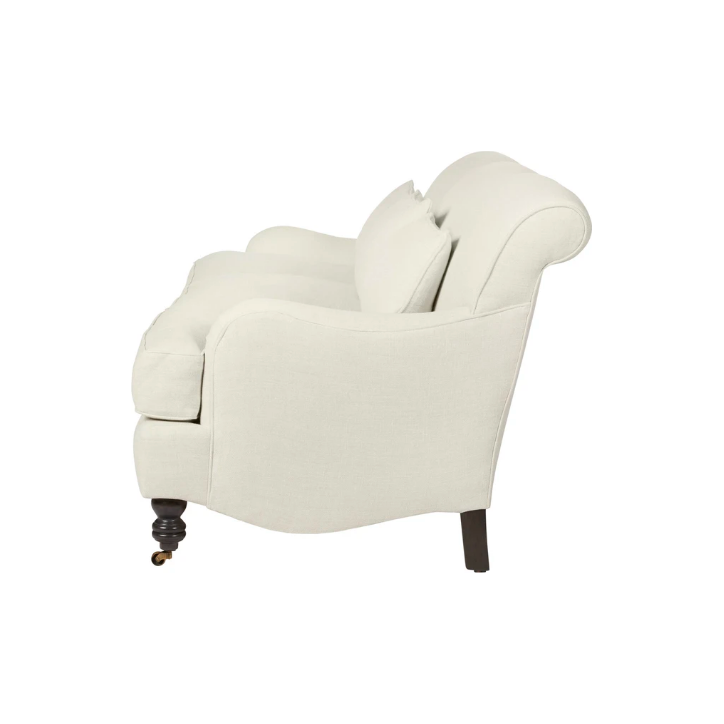 Featuring Beaumont 84" Sofa by Cisco Brothers at Amethyst Home. The Beaumont Sofa by Cisco Brothers is a twist on traditional style, with a piping detail and turned front legs with antique casters. Relax into the comfortable lumber pillows for back support with style. Photographed in Brevard Birch.
Overall: 84"w x 38"d x 33"hSitting Space: 74"w x 24"dSeat. Amethyst Home provides interior design, new home construction design consulting, vintage area rugs, and lighting in the Calabasas metro area.