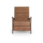 Featuring Chance Warm Taupe Dakota Leather Recliner by Four Hands at Amethyst Home. The Chance Recliner has an invitingly curved seat with dramatic horizontal channels is covered in soft, camel-colored top-grain leather. Rich, tonal frame captures alluring negative—and positive—spaces. A push recliner takes this forward-thinking lounger to the next level.
.  Amethyst Home provides interior design, new home construction design consulting, vintage area rugs, and lighting in the Nashville metro area.