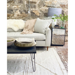 A new take on Moroccan style rugs, the Iman Beige/Ivory Rug from Loloi is hand-knotted of 100% wool pile by skilled artisans. The surface features linear and braided details, creating tonal variations that make each piece unique. Plus, each design is finished with a playful fringe.  Hand Knotted 100% Wool Pile IMA-05 Beige / Ivory