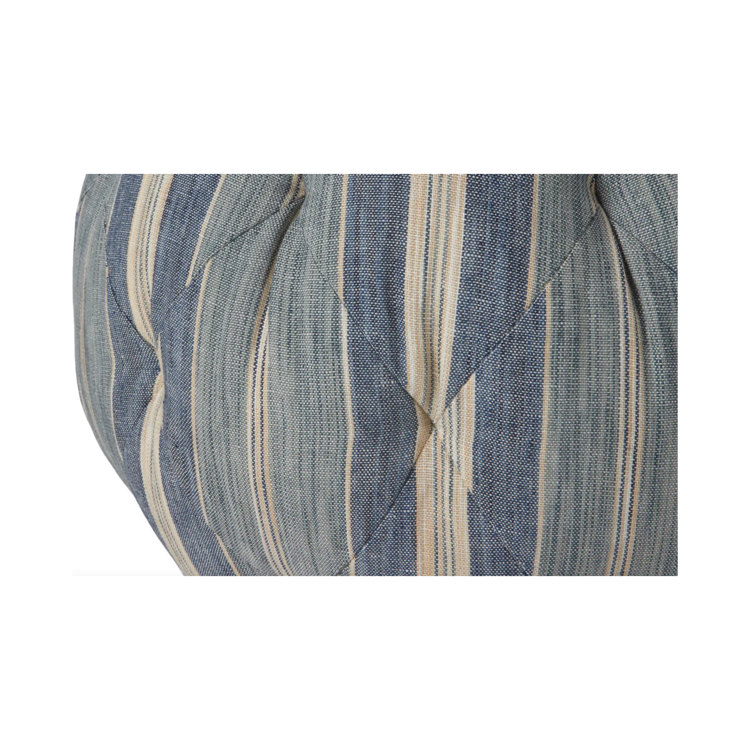 Featuring Pouf 20" Ottoman by Cisco Brothers at Amethyst Home. We love the stitching detail on this Pouf 20" Ottoman by Cisco Brothers. Place in your den, living room, or other entertainment area of your home and keep for years to come! Photographed in Bengal Pin Strip Indigo and Anvil Stone.
Overall: 20"dia x 15"hSeat Height: 15"h. Amethyst Home provides interior design, new home construction design consulting, vintage area rugs, and lighting in the Washington metro area.