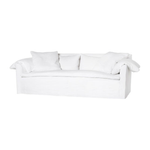 Featuring Donato White Linen Sofa by Cisco Brothers at Amethyst Home. An Amethyst essential: dreamy feather top cushion covers a full upholstered frame.  Slipcovered in an ethereal white linen machine washable slipcover — made just for you in North Carolina.  
Donato 97" Sofa: 97"w x 32"h x 41"dSeat Space: 85"w x 24"d x 16"h
Pillows: (2) 44x20, (4) 26x26x2.  Amethyst Home provides interior design, new home construction design consulting, vintage area rugs, and lighting in the Tampa metro area.