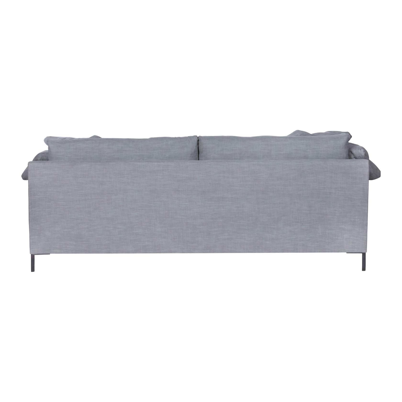 Featuring Radley Upholstered Sofa Family by Cisco Brothers at Amethyst Home. A love letter to the Radley sofa -- the metal iron feet and laid back approach to sitting is effortlessly chic. A feather cloud cushion with down filled back cushions allow for a sit that is upright yet comfortably deep. Photographed in Molino Fog. Lifestyle Photograph in Grays. Amethyst Home provides interior design, new home construction design consulting, vintage area rugs, and lighting in the Kansas City metro area.