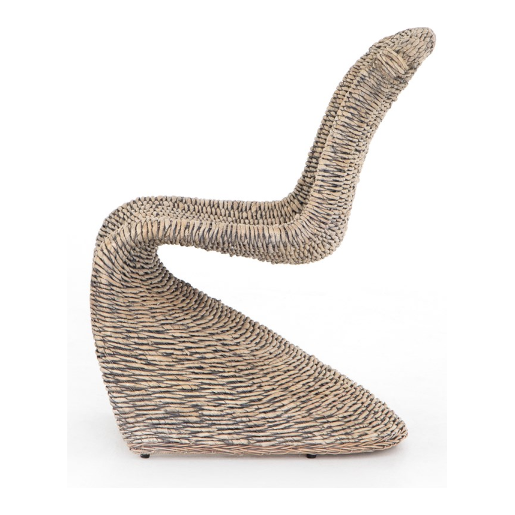 Featuring Portia Dining Chair - Grey Wash by Four Hands at Amethyst Home. Strike a pose. Finished in a washed grey, all-weather wicker seating curves for shapely intrigue, indoors or out. Cover or store inside during inclement weather and when not in use.
Overall Dimensions: 20.50"W x 27"L x 34"HColors: Grey WashMaterials: Banana LeafWeight: 37.7 lbVolume.  Amethyst Home provides interior design, new home construction design consulting, vintage area rugs, and lighting in the Alpharetta metro area.