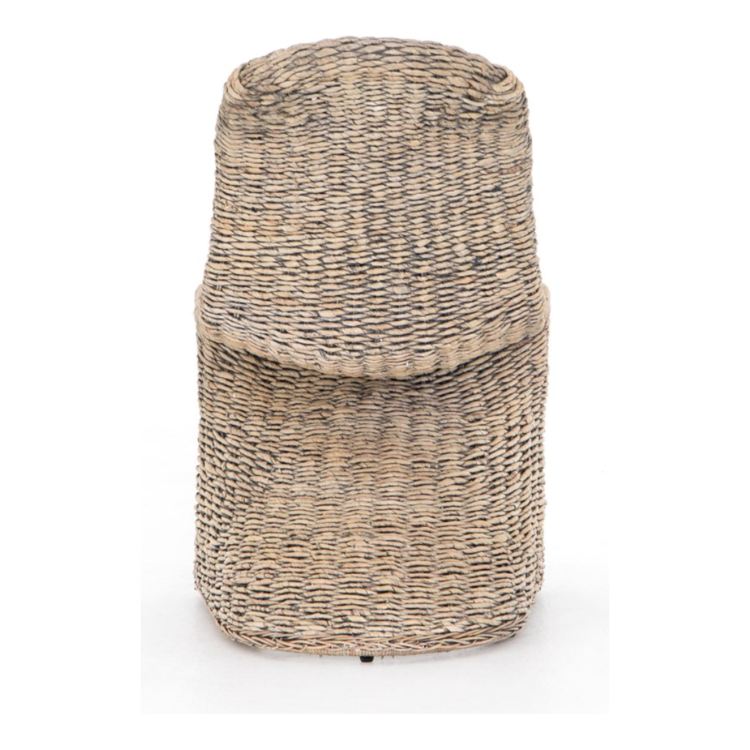 Featuring Portia Dining Chair - Grey Wash by Four Hands at Amethyst Home. Strike a pose. Finished in a washed grey, all-weather wicker seating curves for shapely intrigue, indoors or out. Cover or store inside during inclement weather and when not in use.
Overall Dimensions: 20.50"W x 27"L x 34"HColors: Grey WashMaterials: Banana LeafWeight: 37.7 lbVolume: 12.  Amethyst Home provides interior design, new home construction design consulting, vintage area rugs, and lighting in the Boston metro area.