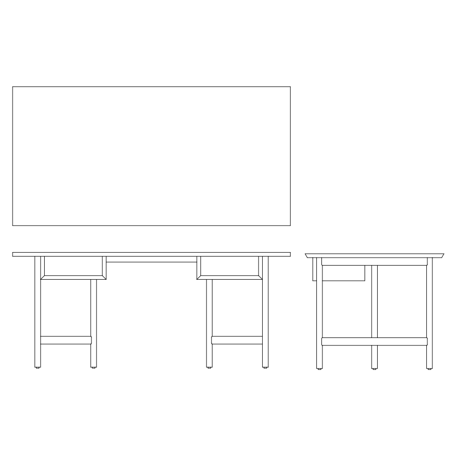 A beautiful, fumed black desk made by Verellen. The Isola Desk is made from gorgeous ash wood with stylish open storage. The desk adds sophistication and a minimal approach to work and play. Made entirely from solid wood -- no veneer needed.  72"w x 36"d x 30"  This piece is made to order just for you in High Point, North Carolina in 8-10 weeks.  Available in various Ash wood finishes or upgrade to natural Walnut.