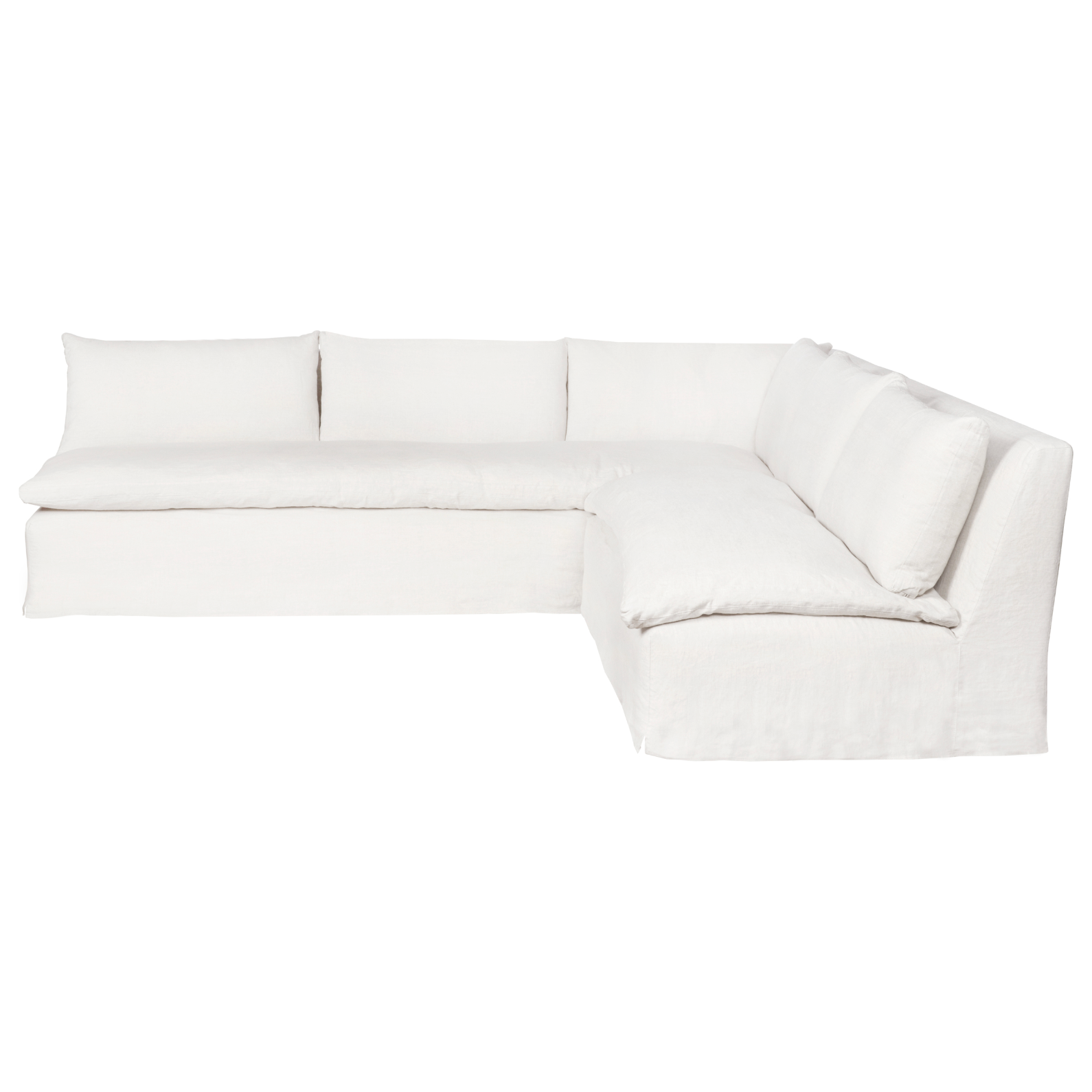 Featuring Laguna 2 Piece Sectional by Cisco Brothers at Amethyst Home. A casual, slipcovered chunky linen sectional by Cisco Brothers, the Laguna 2pc Sectional is the ultimate in casual luxury. A down-filled seat cushion is supported by springs in a gentle, resting position. Pair with a one-of-a-kind statement rug for a signature look. Shown in Otis Whit. Amethyst Home provides interior design, new home construction design consulting, vintage area rugs, and lighting in the Calabasas metro area.