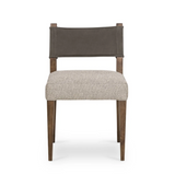 Featuring Ferris Dining Chair by Four Hands at Amethyst Home. Mixed materials at their finest. Brown parawood forms a slight, simple frame for squared seating of neutral performance-grade upholstery. Charcoal top-grain leather backing takes this modern-minded dining chair to the next level.
Overall Dimensions: 20"W x 21.75"L x 32"HColors: Nubuck Charcoal, .  Amethyst Home provides interior design, new home construction design consulting, vintage area rugs, and lighting in the Nashville metro area.