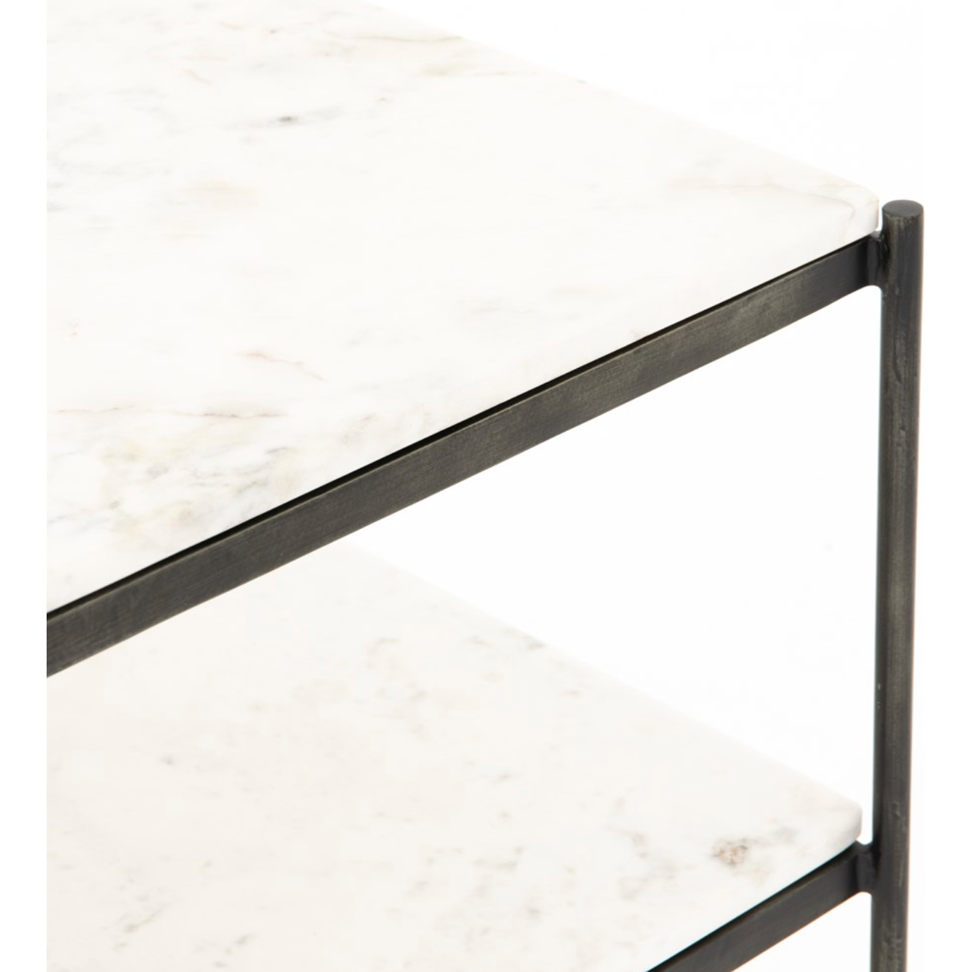 Featuring Tatum Nightstand - Hammered Gray by Four Hands at Amethyst Home. A luxe alternative to nightstands -- this Tatum marble nightstand is sophisticated, easy to style, and we love the proportions with a king sized bed.
Overall Dimensions: 25"W x 18"L x 26"H
Colors: Hammered Grey W/Clear Powder Coat, Polished White MarbleMaterials: Iron, Solid MarbleWeigh.  Amethyst Home provides interior design, new home construction design consulting, vintage area rugs, and lighting in the Omaha metro area.