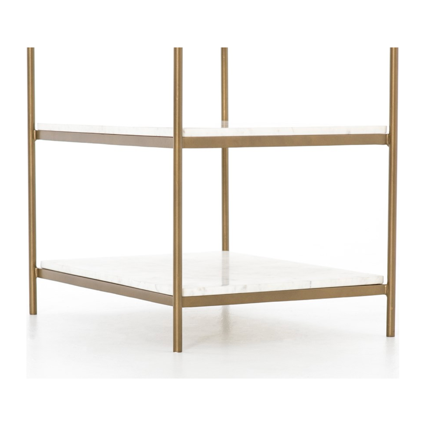 Featuring Felix Nightstand - Antique Brass by Four Hands at Amethyst Home. Add a pop of sophistication to any space. Classic white marble lays three tiers of smooth shelving for plenty of space, while antique brass-finished iron framing places a feminine spin on bedside storage.
Overall Dimensions: 25"W x 18"L x 26"H
Colors: Antique Brass, Polished Whit.  Amethyst Home provides interior design, new home construction design consulting, vintage area rugs, and lighting in the Laguna Beach metro area.