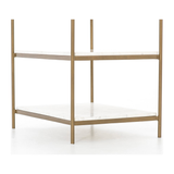 Featuring Felix Nightstand - Antique Brass by Four Hands at Amethyst Home. Add a pop of sophistication to any space. Classic white marble lays three tiers of smooth shelving for plenty of space, while antique brass-finished iron framing places a feminine spin on bedside storage.
Overall Dimensions: 25"W x 18"L x 26"H
Colors: Antique Brass, Polished Whit.  Amethyst Home provides interior design, new home construction design consulting, vintage area rugs, and lighting in the Laguna Beach metro area.