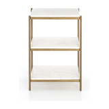 Featuring Felix Nightstand - Antique Brass by Four Hands at Amethyst Home. Add a pop of sophistication to any space. Classic white marble lays three tiers of smooth shelving for plenty of space, while antique brass-finished iron framing places a feminine spin on bedside storage.
Overall Dimensions: 25"W x 18"L x 26"H
Colors: Antique Brass, Polished White .  Amethyst Home provides interior design, new home construction design consulting, vintage area rugs, and lighting in the Scottsdale metro area.