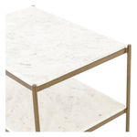 Featuring Felix Nightstand - Antique Brass by Four Hands at Amethyst Home. Add a pop of sophistication to any space. Classic white marble lays three tiers of smooth shelving for plenty of space, while antique brass-finished iron framing places a feminine spin on bedside storage.
Overall Dimensions: 25"W x 18"L x 26"H
Colors: Antique Brass, Polished White .  Amethyst Home provides interior design, new home construction design consulting, vintage area rugs, and lighting in the Scottsdale metro area.