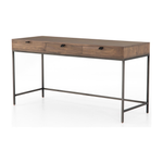 Featuring Trey Modular Writing Desk - Auburn Poplar by Four Hands at Amethyst Home. Inspired by clean mid-century design, grey-ish auburn poplar offers plenty of desk storage by way of three spacious drawers. Metal-secured leather pulls add a textural element of surprise. Great solo or paired with matching corner desk, file cabinet or credenza.
Overall Dimen.  Amethyst Home provides interior design, new home construction design consulting, vintage area rugs, and lighting in the Houston metro area.