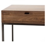 Featuring Trey Modular Writing Desk - Auburn Poplar by Four Hands at Amethyst Home. Inspired by clean mid-century design, grey-ish auburn poplar offers plenty of desk storage by way of three spacious drawers. Metal-secured leather pulls add a textural element of surprise. Great solo or paired with matching corner desk, file cabinet or credenza.
Overall Dimens.  Amethyst Home provides interior design, new home construction design consulting, vintage area rugs, and lighting in the Austin metro area.