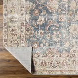 Featuring Becki Owens x Surya Marlene Blue/Tan Rug by Surya at Amethyst Home. This exquisite Marlene area rug is the perfect addition to any space! It is the result of a special collaboration between Surya and Becki Owens, and features an elegant floral pattern in deep blue. The medium pile and high-traffic construction make it ideal for living rooms, bedrooms. Amethyst Home provides interior design, new home construction design consulting, vintage area rugs, and lighting in the Boston metro area.