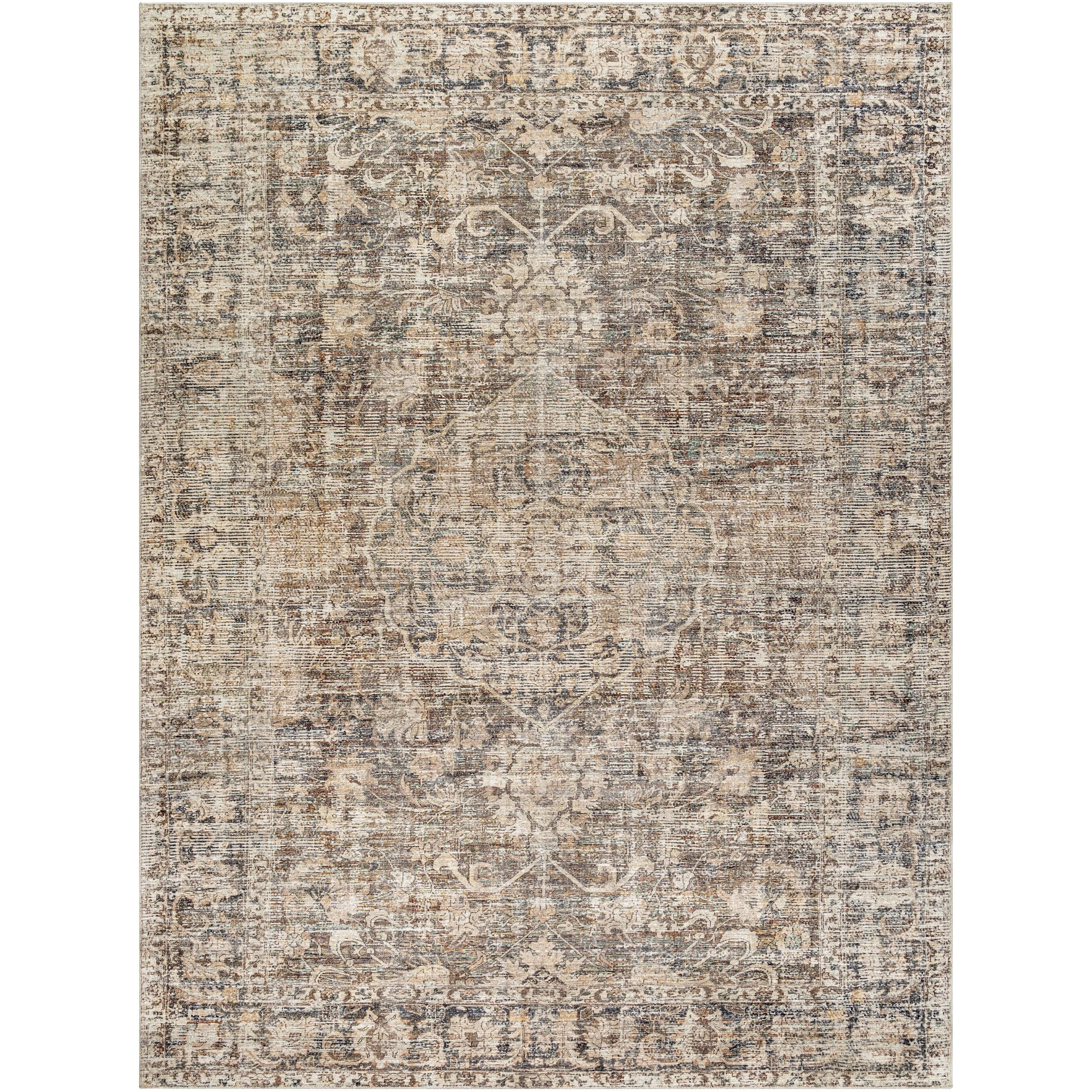 Featuring Becki Owens x Surya Marlene Dark Brown Rug by Surya at Amethyst Home. The Marlene area rug is a stunning collaboration between Surya and Becki Owens, designed to bring a touch of elegance to any space. This gorgeous rug features a subtle medallion pattern in perfect neutral colors, making it a versatile piece that will easily elevate the atmosphere of. Amethyst Home provides interior design, new home construction design consulting, vintage area rugs, and lighting in the Omaha metro area.