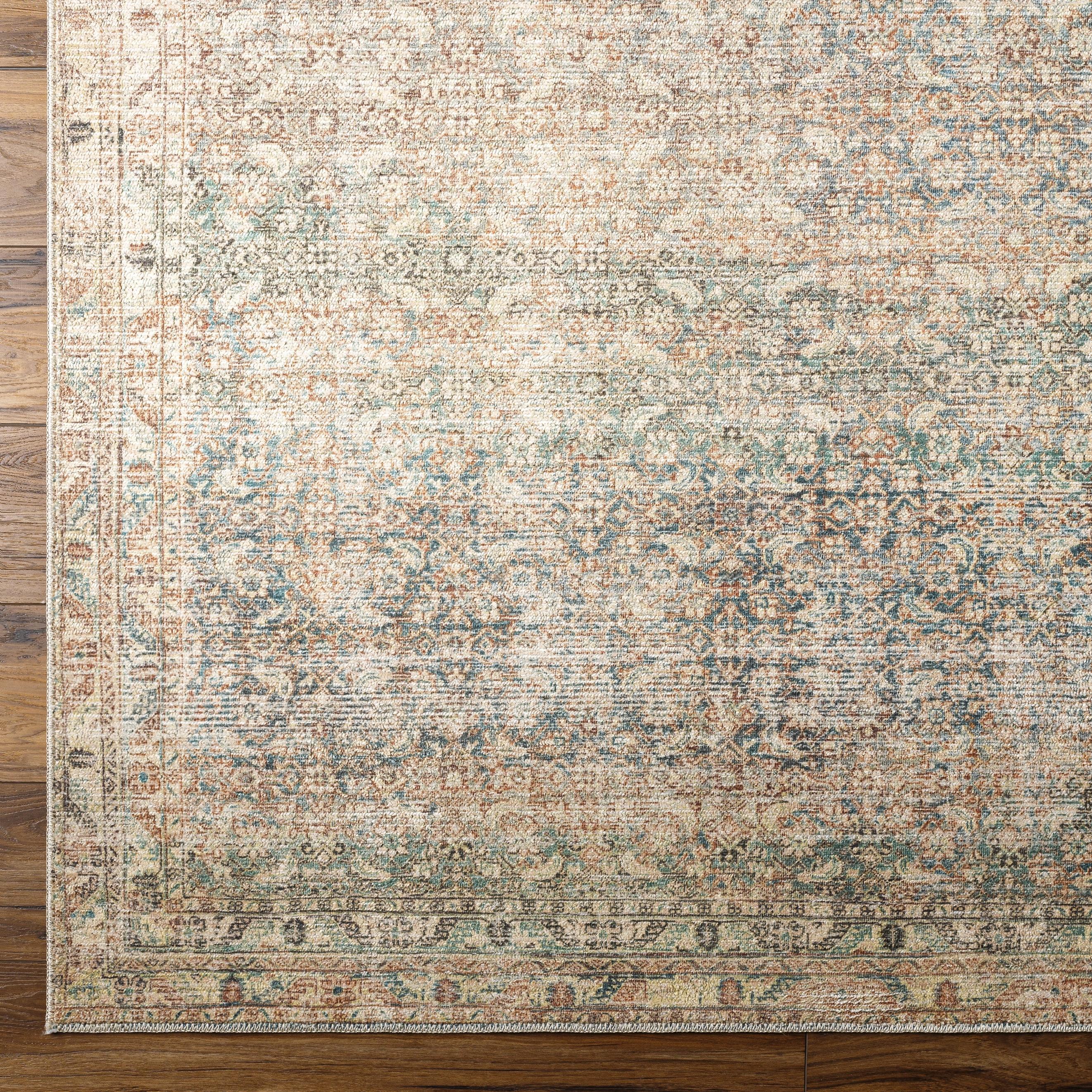 Featuring Becki Owens x Surya Marlene Sage/Brown Rug by Surya at Amethyst Home. Introducing the Marlene area rug, a stunning piece from our Becki Owens x Surya line to bring you a beautiful style perfect for any space. This vintage-inspired piece is crafted with high-quality polyester and features hues of blue and green that will bring a refreshing, calmi. Amethyst Home provides interior design, new home construction design consulting, vintage area rugs, and lighting in the Kansas City metro area.