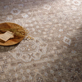 Featuring Kushal Dolores Hand-Knotted Rug by Surya at Amethyst Home. The Kushal Dolores rug is a stylish vintage-inspired piece crafted from a blend of soft viscose and wool. The lush taupe tones, contrasted with ice blues, creates a bright and bold statement for any living or dining room. The perfect addition for any interior, the Kushal Rug will bring a touch of class. Amethyst Home provides interior design, new construction, custom furniture, and area rugs in the Los Angeles metro area KUS-2303