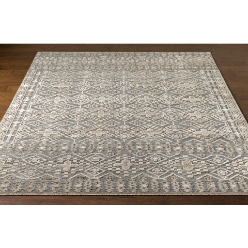 Featuring Nobility Taupe / Charcoal Hand-Knotted Rug by Surya at Amethyst Home. Add an elegant touch to any space with this hand-knotted Nobility Taupe / Charcoal Rug. Its blend of wool and viscose is ultra soft and smooth, while its timeless ornate motif with modern lines create an exquisite, timeless piece. Enjoy its high-low characteristics and luxurious feel to add a touch of sop. Amethyst Home provides interior design, new construction, custom furniture, and area rugs in the Malibu metro area