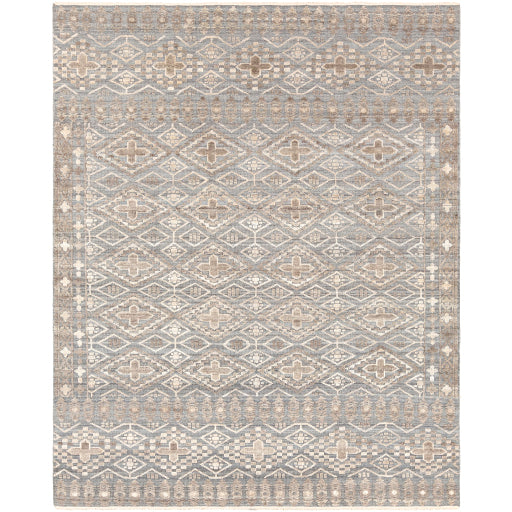 Featuring Nobility Taupe / Charcoal Hand-Knotted Rug by Surya at Amethyst Home. Add an elegant touch to any space with this hand-knotted Nobility Taupe / Charcoal Rug. Its blend of wool and viscose is ultra soft and smooth, while its timeless ornate motif with modern lines create an exquisite, timeless piece. Enjoy its high-low characteristics and luxurious feel to add a touch of s. Amethyst Home provides interior design, new construction, custom furniture, and area rugs in the Portland metro area