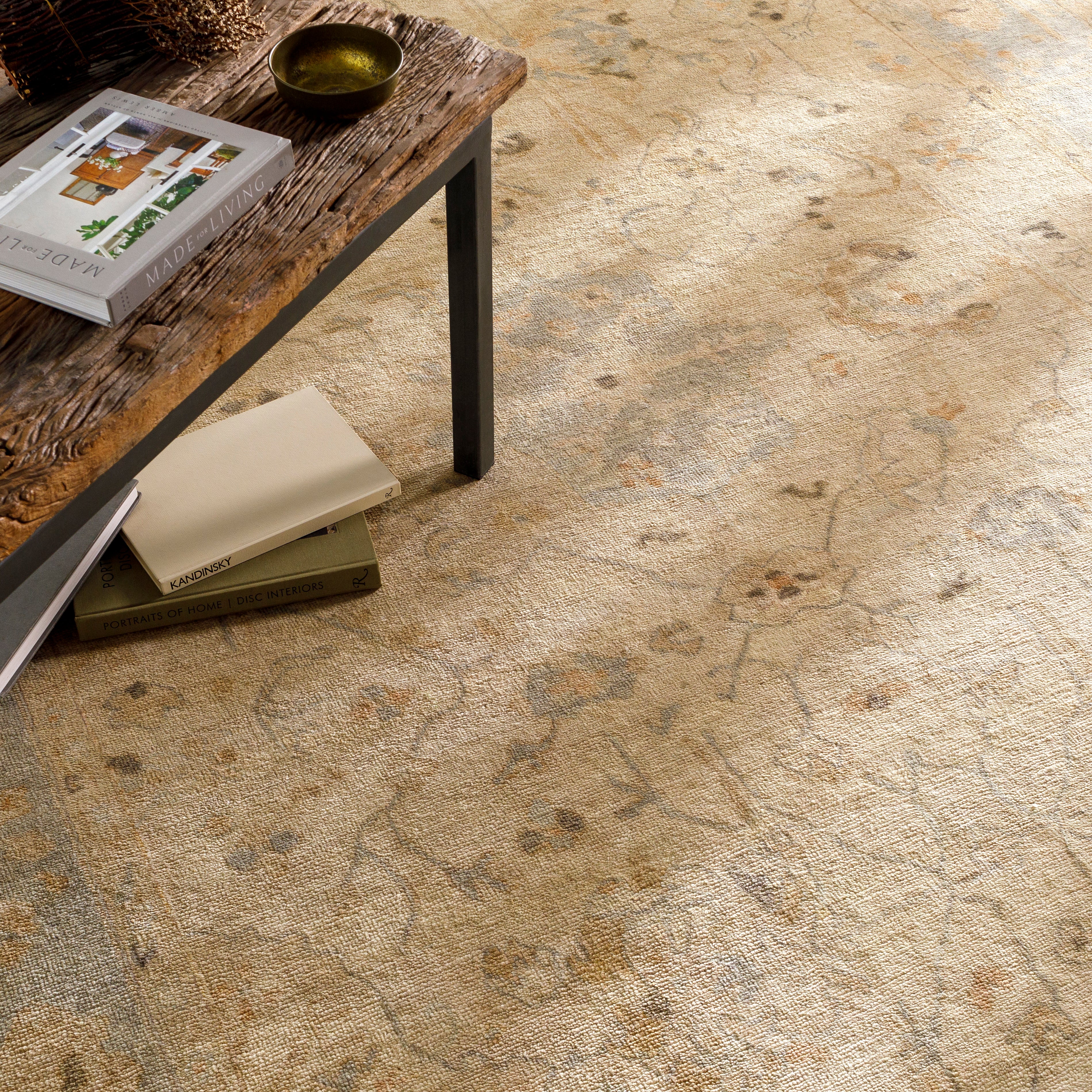 Featuring Normandy Natural / Ocean Hand-Knotted Rug by Surya at Amethyst Home. The Normandy Collection showcases traditional inspired designs that exemplify timeless styles of elegance, comfort, and sophistication. With their hand knotted construction, these rugs provide a durability that can not be found in other handmade constructions, and boasts the ability.  Amethyst Home provides interior design, new home construction design consulting, vintage area rugs, and lighting in the Omaha metro area.