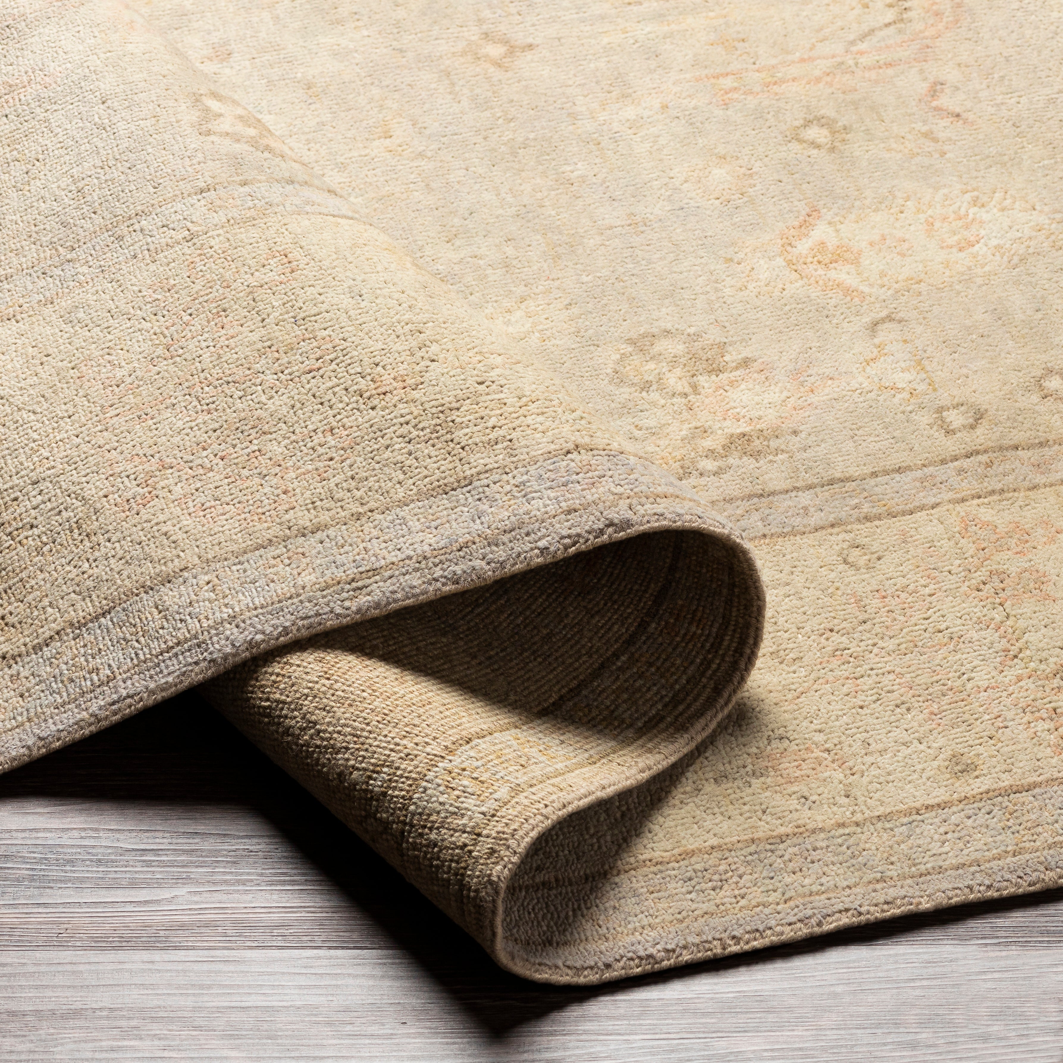 Featuring Normandy Silver / Taupe Hand-Knotted Rug by Surya at Amethyst Home. The Normandy Collection showcases traditional inspired designs that exemplify timeless styles of elegance, comfort, and sophistication. With their hand knotted construction, these rugs provide a durability that can not be found in other handmade constructions, and boasts the abil.  Amethyst Home provides interior design, new home construction design consulting, vintage area rugs, and lighting in the Nashville metro area.