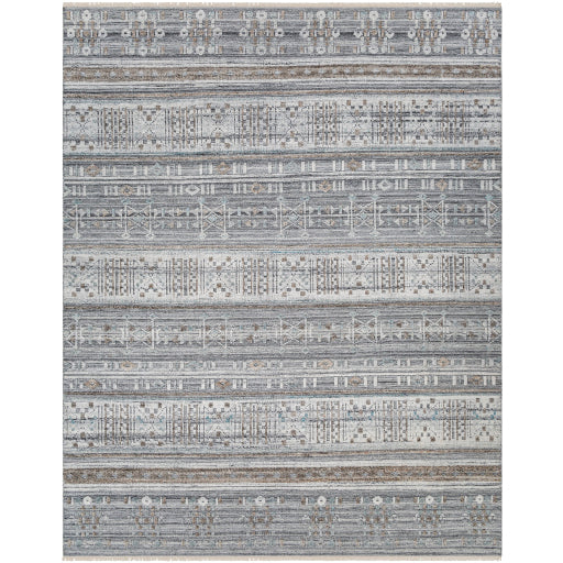 Featuring Pompei Ocean / Silver Hand-Knotted Rug by Surya at Amethyst Home. Add a touch of rustic elegance to your home with the Pompei Ocean / Silver hand-knotted rug. With their hand knotted construction, these washable rugs provide a durability that can not be found in other handmade constructions, and boasts the ability to be thoroughly cleaned as it conta.  Amethyst Home provides interior design, new home construction design consulting, vintage area rugs, and lighting in the Tampa metro area.