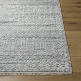 Featuring Pompei Pewter / Silver Hand-Knotted Rug by Surya at Amethyst Home. Add a touch of rustic elegance to your home with the Pompei Pewter / Silver hand-knotted rug. With their hand knotted construction, these washable rugs provide a durability that can not be found in other handmade constructions, and boasts the ability to be thoroughly cleaned as it co. Amethyst Home provides interior design, new home construction design consulting, vintage area rugs, and lighting in the Houston metro area.