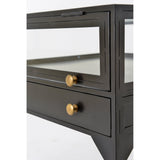 Featuring Shadow Box End Table by Four Hands at Amethyst Home. A shadowbox-inspired end table gives your inner collector a place to play. Frame prized possessions in a glass enclosure with matte-black metal and brass knobs. The perfect end table for a bed or sofa!
Overall Dimensions: 24"W x 24"L x 24"H
Colors: Black, Tempered GlassMaterials: Iron, Tempere.  Amethyst Home provides interior design, new home construction design consulting, vintage area rugs, and lighting in the Alpharetta metro area.