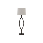 The Urbino Walnut Lamp is crafted from sustainably harvested hardwood by Verellen in North Carolina. The unique shape of the body paired with the oatmeal shade complements any room   Base: 16"w x 8"d x 62"h Overall Height: 76"h