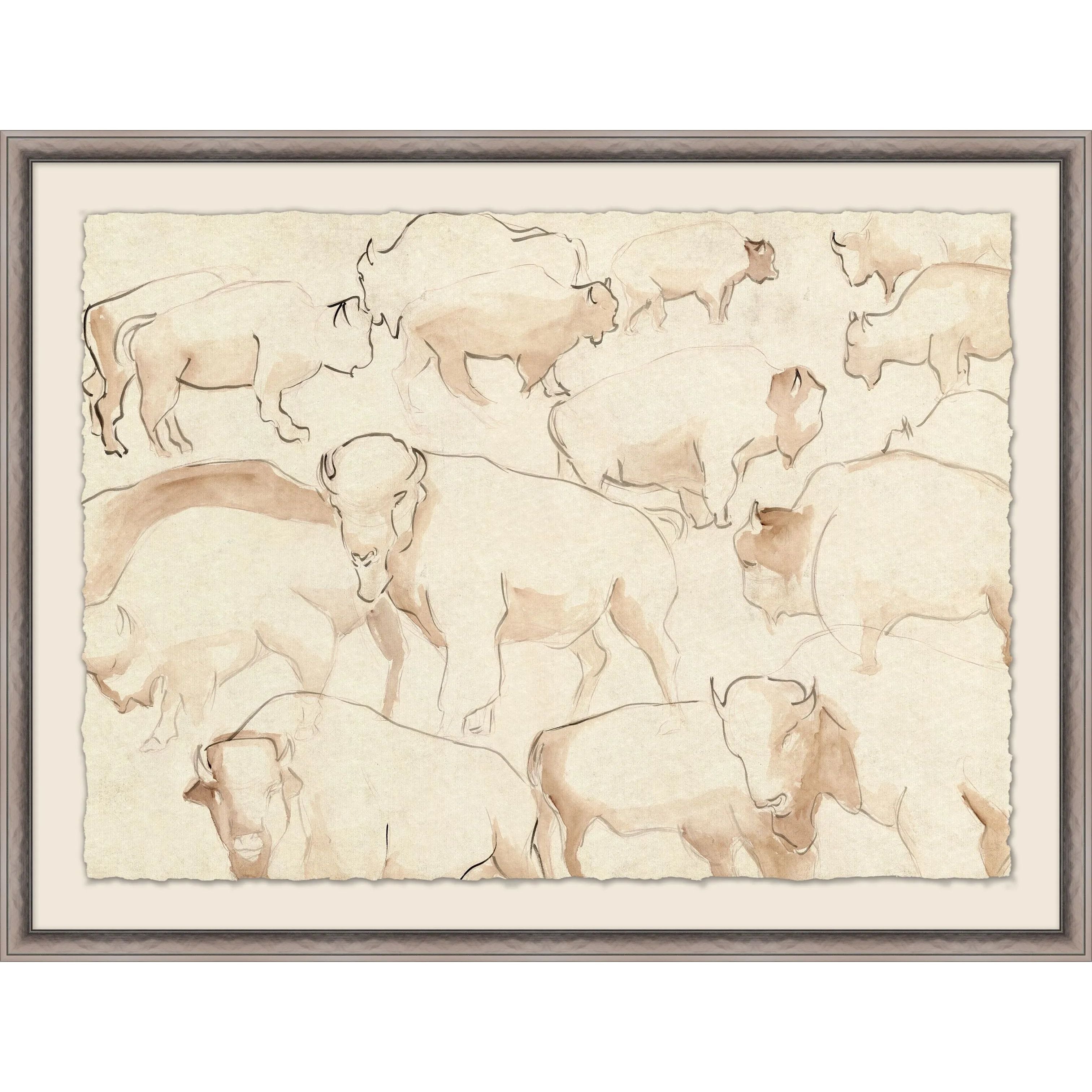Featuring Roaming Herd 2 Art by Wendover Art at Amethyst Home. Specialty:  Giclee on Watercolor Paper, Deckled and Floated on Mat, Framed in ShadowboxMedium : Watercolor PaperSize : 41.5"w x 31.5"hTreatment : Deckled and Floated on Mat, Framed in Shadowbox Framed as shown. Amethyst Home provides interior design, new home construction design consulting, vintage area rugs, and lighting in the Austin metro area.