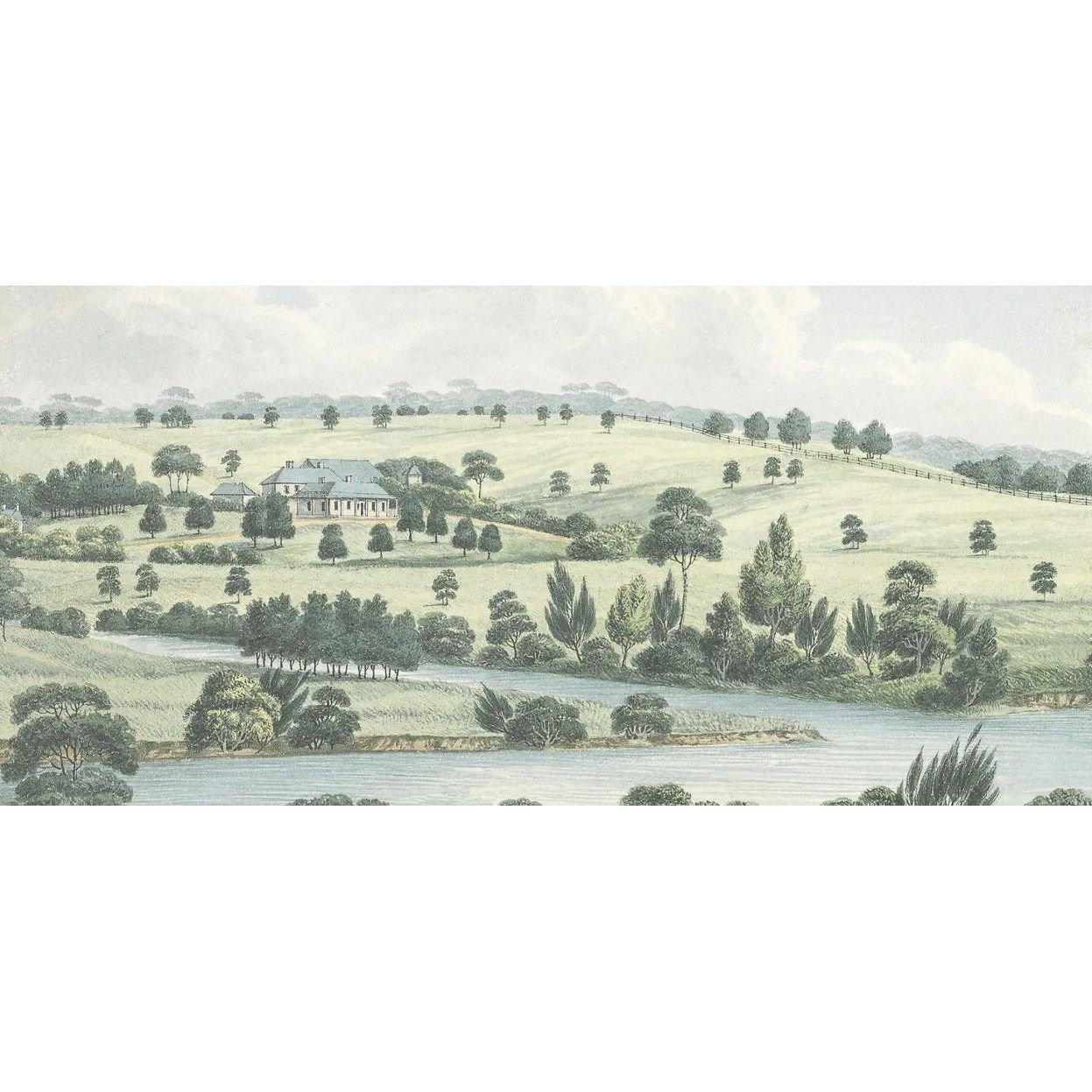 Featuring Soft Blue Countryside Art by Wendover Art at Amethyst Home. Experience the charm and tranquility of the countryside with our Soft Blue Countryside Art. This traditional style painting captures the optimistic spirit of a hillside landscape. 
Specialty: Giclee on Canvas, Gallery Wrapped, Matte FinishMedium : CanvasSize : 81"w x 51"hTreatment : Galle. Amethyst Home provides interior design, new home construction design consulting, vintage area rugs, and lighting in the San Diego metro area.