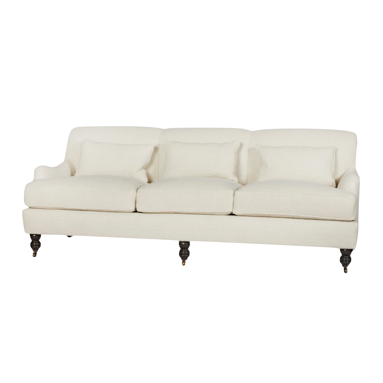 Featuring Beaumont 84" Sofa by Cisco Brothers at Amethyst Home. The Beaumont Sofa by Cisco Brothers is a twist on traditional style, with a piping detail and turned front legs with antique casters. Relax into the comfortable lumber pillows for back support with style. Photographed in Brevard Birch.
Overall: 84"w x 38"d x 33"hSitting Space: 74"w x 24"dSeat. Amethyst Home provides interior design, new home construction design consulting, vintage area rugs, and lighting in the Calabasas metro area.