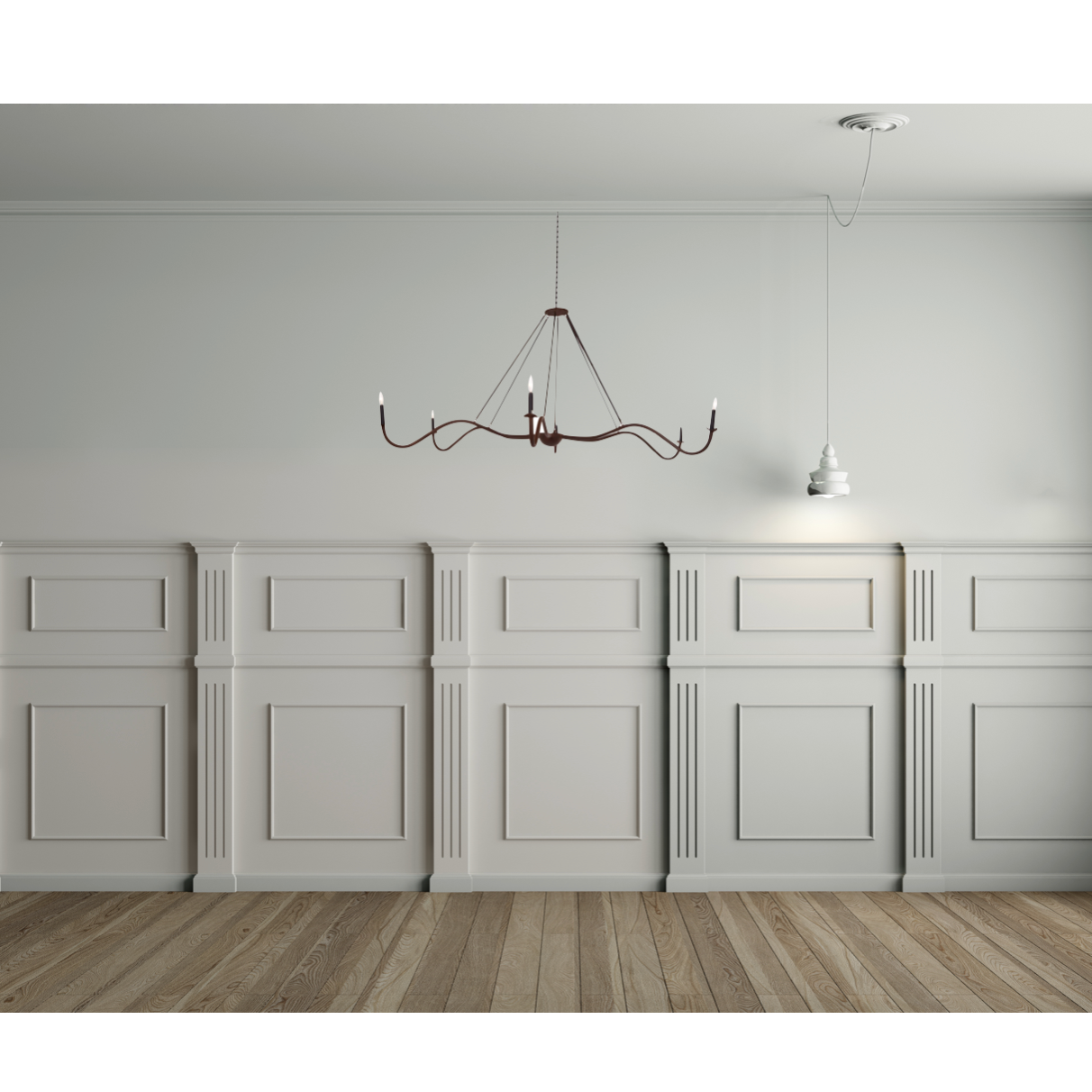 Add unique and modern lighting to a room with this Spider Chandelier from Cisco Brothers. The curved arms add beautiful sight lines to the fixture and plenty of light. This light fixture sets any room apart and comes available in either a "rust" or "flat black" finish in three different sizes.