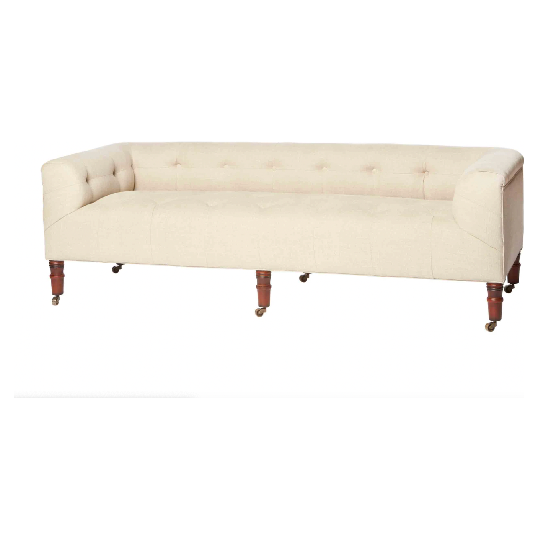Featuring JD Field Bench with Back - Upholstered by Cisco Brothers at Amethyst Home. This JD Field Bench with Back - Upholstered is a glorious, tufted field bench on casters with leaps of old world meets modern style! A design collaboration between Cisco Home x John Derian. As shown in JD Vintage Steel 100% Linen.
Overall: 72"W x 22"H x 27"DSitting Space:. Amethyst Home provides interior design, new home construction design consulting, vintage area rugs, and lighting in the Calabasas metro area.