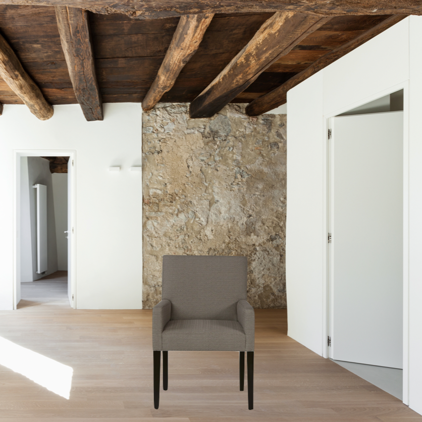 Featuring Bertoli Dining Armchair by Cisco Brothers at Amethyst Home. We find comfort in the tradition look of this Bertoli Dining Armchair by Cisco Home. We'd love to see this featured in your living room or dining room!
Overall: 24"W x 36"H x 24"DSitting Space: 18"W x 18"DSeat Height: 19"hArm Height: 26"HWeight: 27lbs. Amethyst Home provides interior design, new home construction design consulting, vintage area rugs, and lighting in the Tampa metro area.