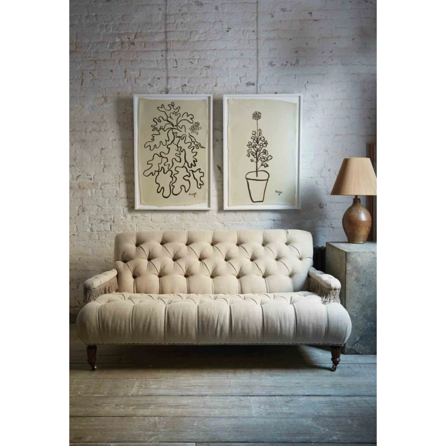 Featuring JD Coop 64" Sofa by Cisco Brothers at Amethyst Home. We love the fringe detail found on the arms of this Coop Sofa - John Derian by Cisco Home. A modern twist to a vintage look for any living room, bedroom, or other space!
Overall: 64"W x 31"H x 34"DSitting Space: 57"w x 22"dSeat Height: 17"hArm Height: 21"hWeight: 111lbsLeg: 7.75"h. Amethyst Home provides interior design, new home construction design consulting, vintage area rugs, and lighting in the Nashville metro area.