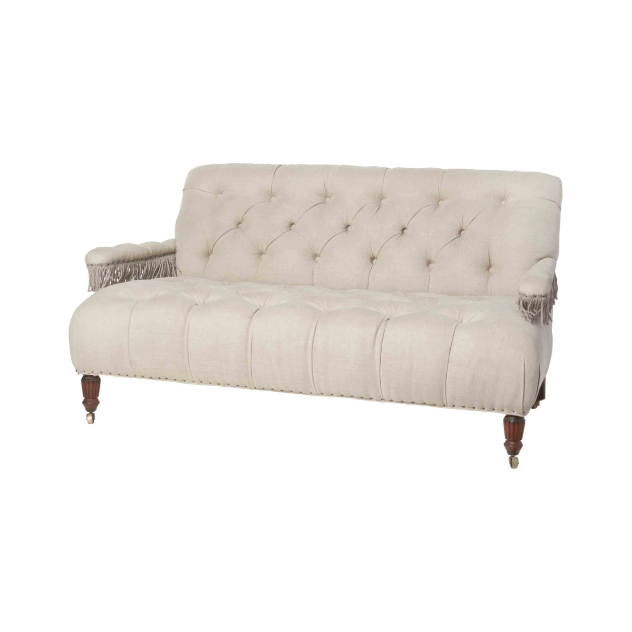 Featuring JD Coop 64" Sofa by Cisco Brothers at Amethyst Home. We love the fringe detail found on the arms of this Coop Sofa - John Derian by Cisco Home. A modern twist to a vintage look for any living room, bedroom, or other space!
Overall: 64"W x 31"H x 34"DSitting Space: 57"w x 22"dSeat Height: 17"hArm Height: 21"hWeight: 111lbsLeg: 7.75"h. Amethyst Home provides interior design, new home construction design consulting, vintage area rugs, and lighting in the Seattle metro area.