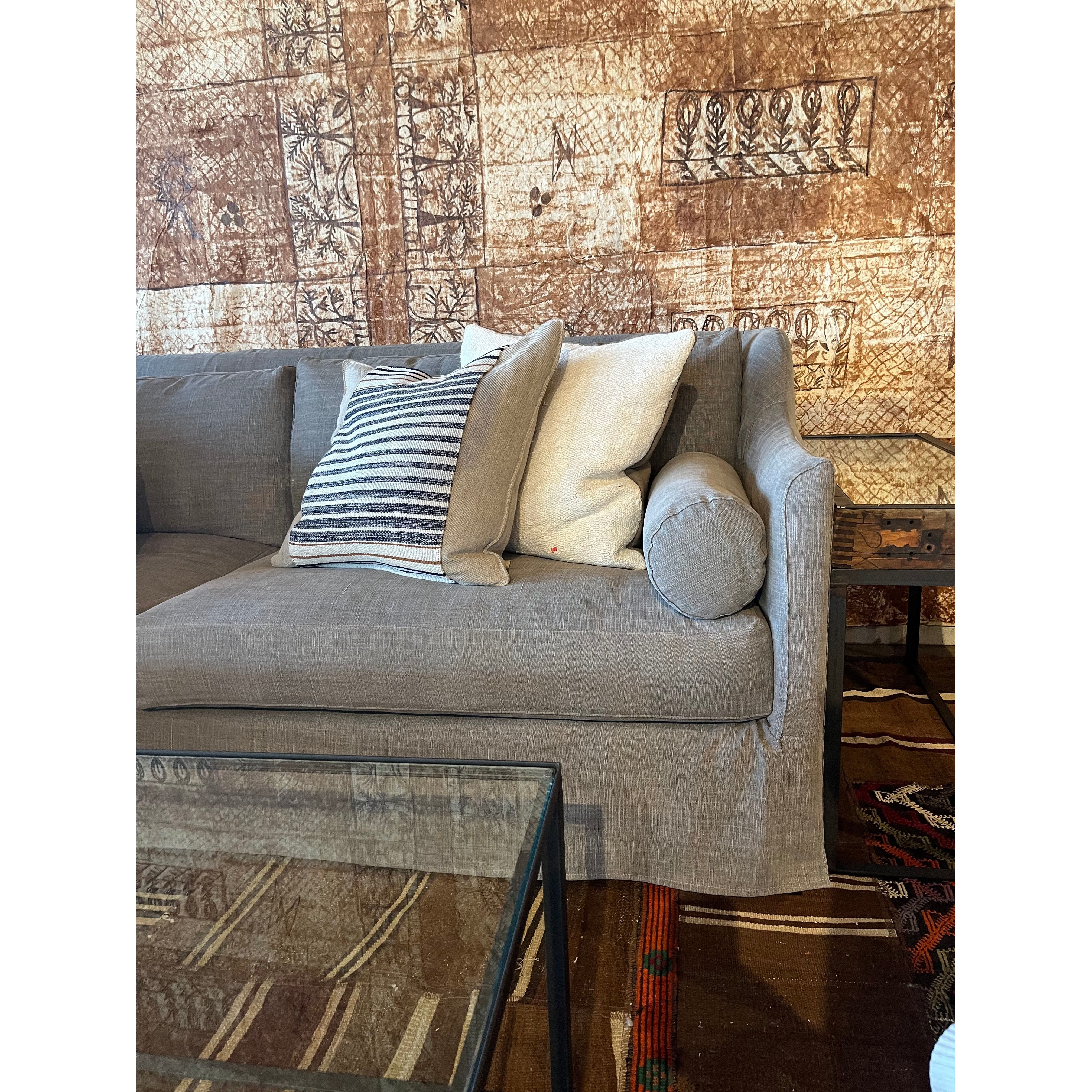 Featuring Dalia 90" Sofa by Cisco Brothers at Amethyst Home. A romantic swooped arm and a super cozy bench style cushion makes the Dalia Sofa by Cisco Brothers one of our favorites! Photographed in Molino White 100% cotton and Brevard Natural.
All pieces are priced with a feather cloud package unless otherwise noted.
Overall Size: 90"w x 40"d x 33"hSeat. Amethyst Home provides interior design, new home construction design consulting, vintage area rugs, and lighting in the Washington metro area.