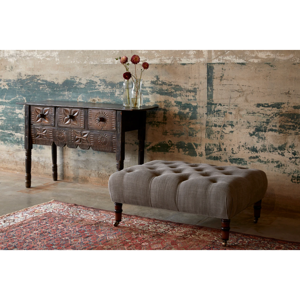 Featuring JD Field Ottoman by Cisco Brothers at Amethyst Home. We love the versatility of this JD JD Field Ottoman by Cisco Home. With rolling legs, this can be used as extra seating, a coffee table, or a side table!
Overall: 36"w x 28"d x 16"hSeat Height: 16"hWeight: 8lbs. Amethyst Home provides interior design, new home construction design consulting, vintage area rugs, and lighting in the Laguna Beach metro area.