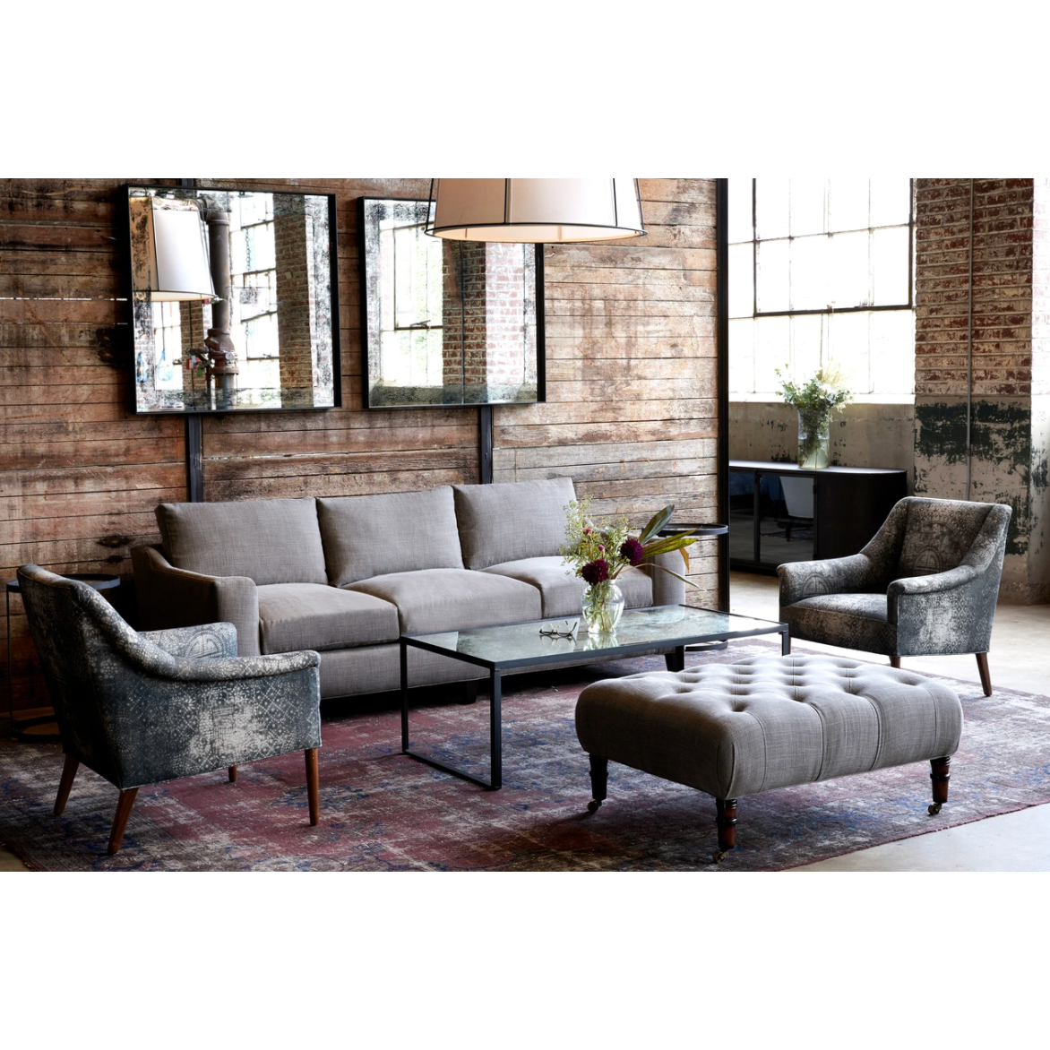 Featuring JD Field Ottoman by Cisco Brothers at Amethyst Home. We love the versatility of this JD JD Field Ottoman by Cisco Home. With rolling legs, this can be used as extra seating, a coffee table, or a side table!
Overall: 36"w x 28"d x 16"hSeat Height: 16"hWeight: 8lbs. Amethyst Home provides interior design, new home construction design consulting, vintage area rugs, and lighting in the Des Moines metro area.