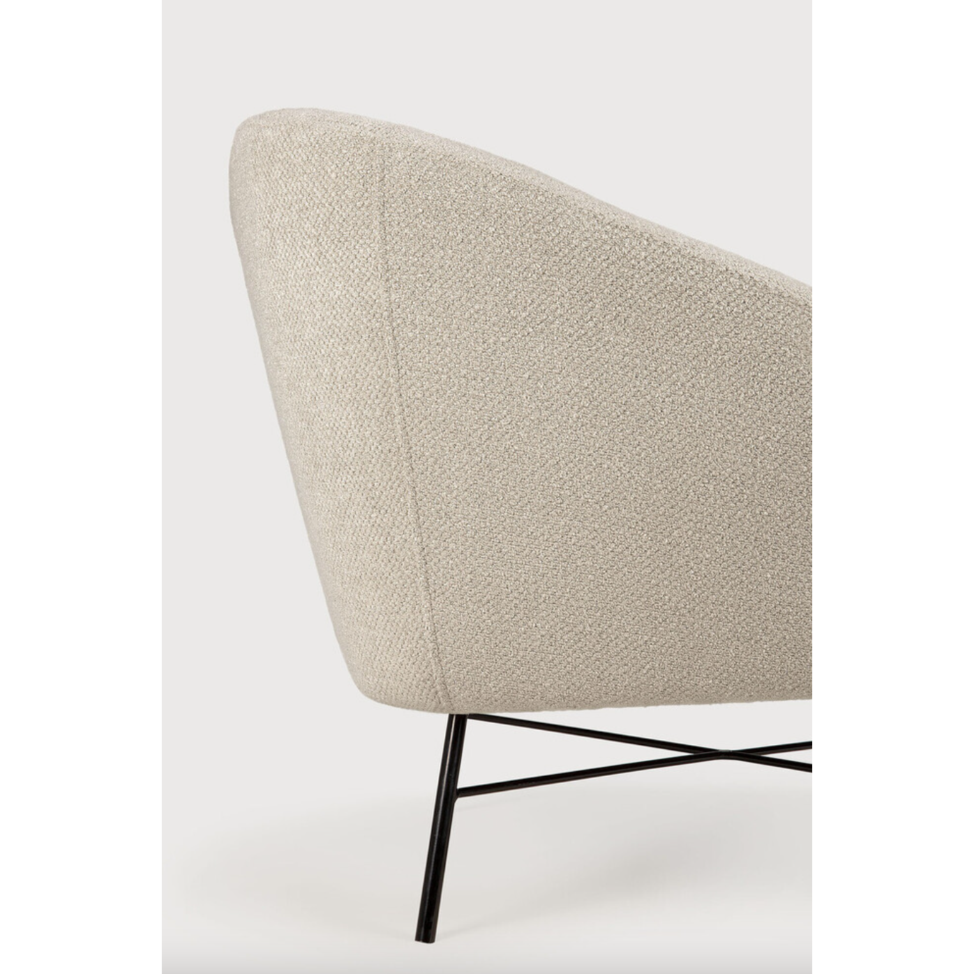 Featuring Barrow Lounge Chair - Off White by Ethnicraft at Amethyst Home. Designed by Jacques Deneef, this Barrow Lounge Chair - Copper has an irresistible vintage vibe. We love the thin metal frame paired with the rich upholstery - a comfortable, timeless chair to add to any space!
Dimensions: 32"w x 31.5"d x 28"h Seat Height: 16.5"
Material: Fabric - 78% PC,.  Amethyst Home provides interior design, new home construction design consulting, vintage area rugs, and lighting in the Miami metro area.